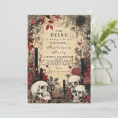 Invitation Crânes gothiques et bougies la nuit d'Halloween (Debout devant)