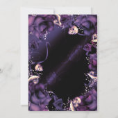 Invitation Crânes gothiques et roses violettes Mariage d'Hall (Dos)
