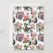 Invitation Crânes gothiques florales roses Bridesservantes Dé (Dos)