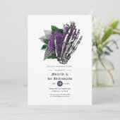 Invitation Crânes gothiques florales violettes Marionnettes D (Debout devant)