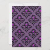 Invitation Crânes gothiques florales violettes Marionnettes D (Dos)