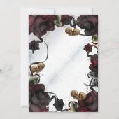 Invitation Crânes gothiques Roses rouges blanches Mariage d'H (Dos)