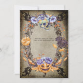 Invitation Crânes gothiques vintage fleurs violettes orange G (Dos)