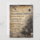 Invitation Crânes Grungy Spiderweb et Halloween de l'arbre nu (Devant)