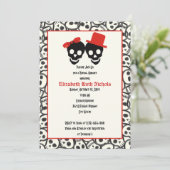 Invitation Crânes Halloween mariage noir rouge douche nuptial (Debout devant)