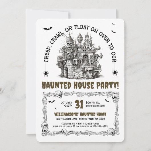 Invitation Crânes hantés House Party (Devant)