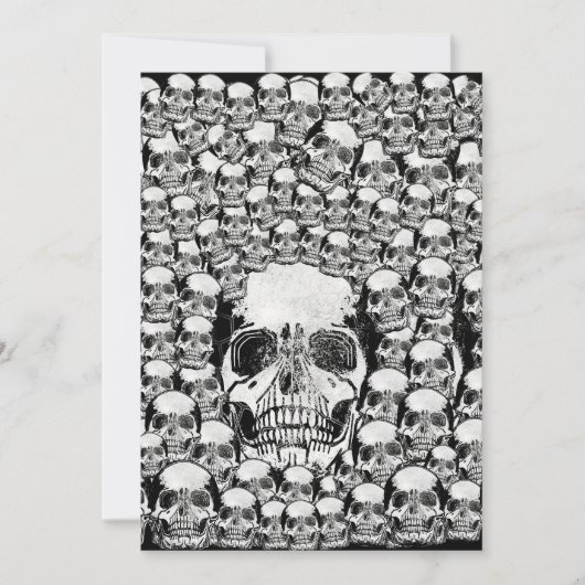 INVITATION CRÂNES MUR MORT MORTS SQUELETTE NOIR BLANC (Devant)
