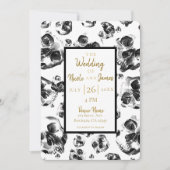 Invitation Crânes Noir & Blanc Squelette Crâne Mariage (Devant)