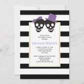 Invitation Crânes violets et rayures douche mariage nuptiale (Devant)