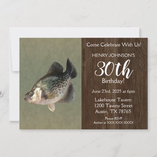 Invitation Crappie Fishing Thème 30ème Anniversaire (Devant)
