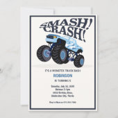 Invitation Crash de Smash Moderne Monster Bleu Camion Anniver (Devant)