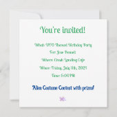 Invitation Crash d'ovni à Roswell au Nouveau-Mexique  (Dos)