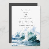Invitation Crashing Ocean Sea Waves Contexte Plage Mariage (Devant / Derrière)