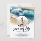 Invitation Crashing Ocean Waves Coastal Save the Date Photo (Devant)