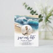 Invitation Crashing Ocean Waves Coastal Save the Date Photo (Debout devant)