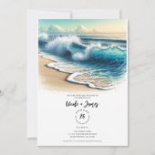 Invitation Crashing Ocean Waves Rustic Coastal Beach Wedding (Devant)