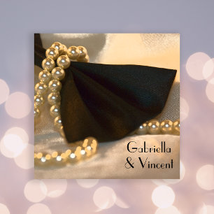 Invitation Cravate Black Bow et Mariage White Pearl