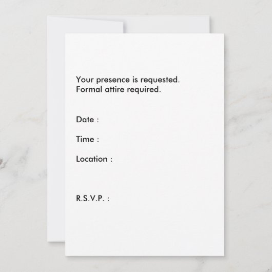 Invitation cravate blanche : silhouette sérieuse (Dos)