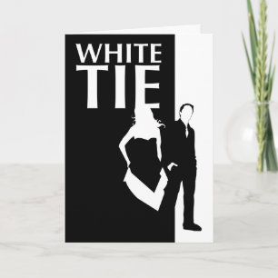 Invitation cravate blanche : silhouettes femme et homme