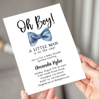 Invitation Cravate Bleue Bow, Petit Homme Est En Chemin