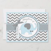 Invitation Cravate Blue Elephant Bow et Chevron Imprimer le b (Devant)