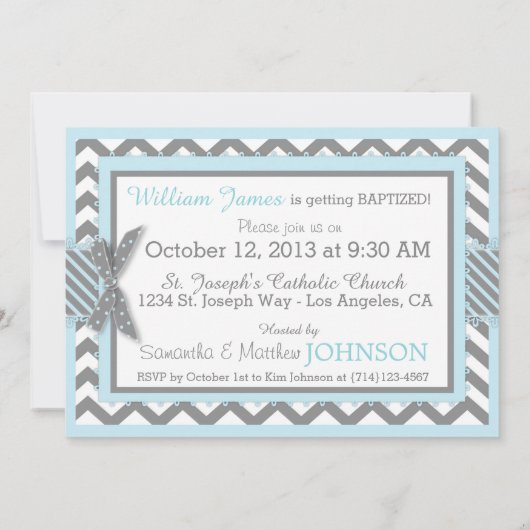 Invitation Cravate Blue Elephant Bow et Chevron Imprimer le b (Dos)