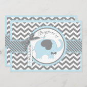 Invitation Cravate Blue Elephant Bow et Chevron Imprimer le b (Devant / Derrière)