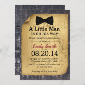 Invitation Cravate Bow Baby shower rustique Bois Bois Bois (Devant / Derrière)