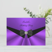 Invitation Cravate Bow Noir Violet Anniversaire Partie Diamon (Debout devant)
