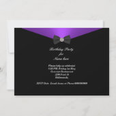 Invitation Cravate Bow Noir Violet Anniversaire Partie Diamon (Dos)