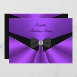 Invitation Cravate Bow Noir Violet Anniversaire Partie Diamon