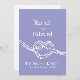 Invitation Cravate cardiaque le noeud mariage blanc violet in
