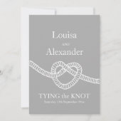 Invitation Cravate cardiaque le noeud mariage gris blanc invi (Devant)