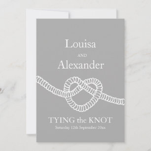 Invitation Cravate cardiaque le noeud mariage gris blanc invi