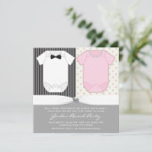 Invitation Cravate de Bow et Perles Révélation de genre (Debout devant)