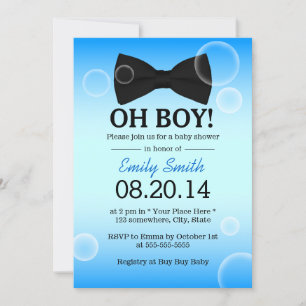 Invitation Cravate de bulles et Bow Baby shower garçon