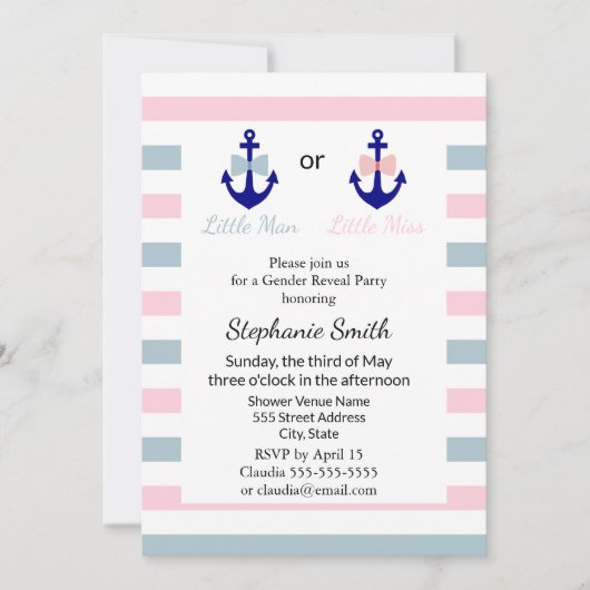 Invitation Cravate de la Marine Nautique Bow et Bow (Devant)