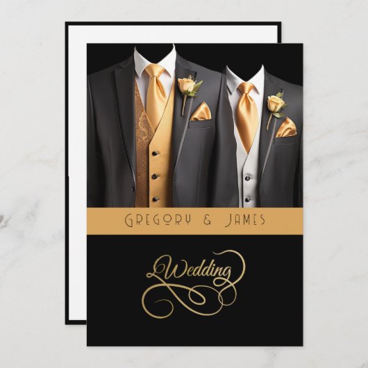 Invitation Cravate en soie mariage Gris et Rose orange (Devant / Derrière)