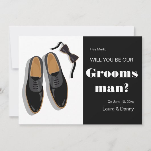 Invitation Cravate et robe de compagnie Chaussures Groomsman (Devant)