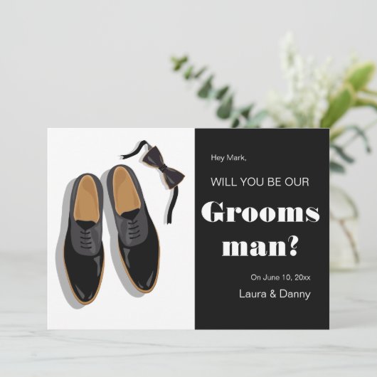 Invitation Cravate et robe de compagnie Chaussures Groomsman (Debout devant)
