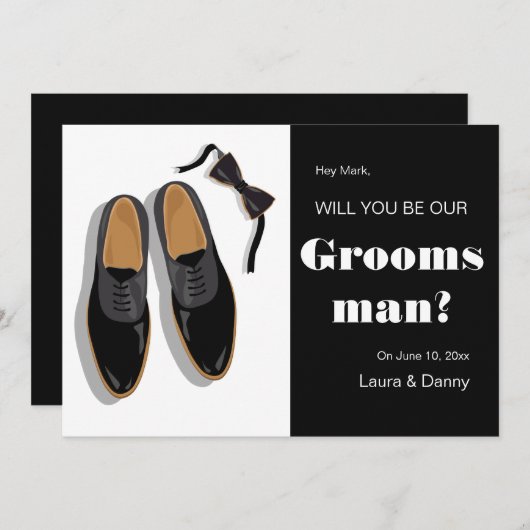 Invitation Cravate et robe de compagnie Chaussures Groomsman (Devant / Derrière)