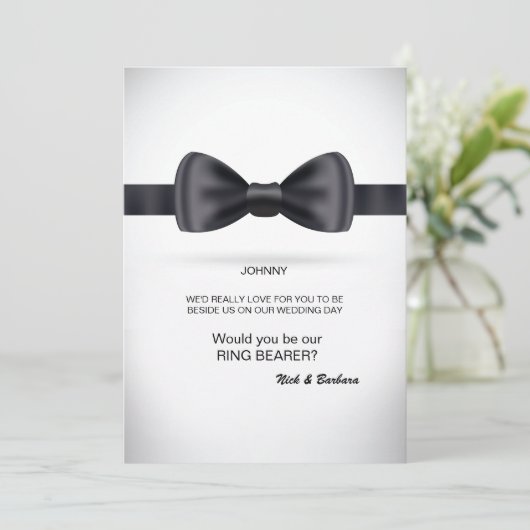 Invitation Cravate Groomsman noir en soie (Debout devant)