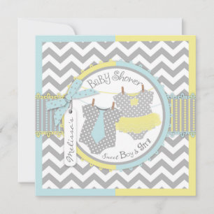 Invitation Cravate jumeaux Tutu Chevron Baby shower