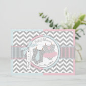 Invitation Cravate jumeaux Tutu Chevron Baby shower (Debout devant)