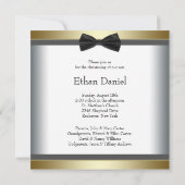 Invitation Cravate noir blanc Bow Baby Boy Photo Christening (Dos)