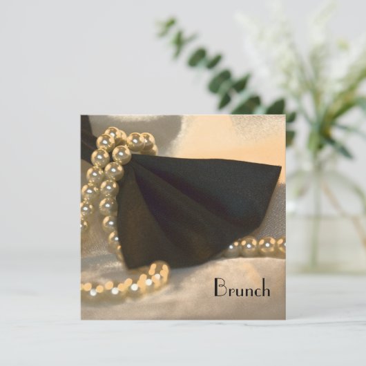Invitation Cravate noir et perles blanches Post Mariage Brunc (Debout devant)