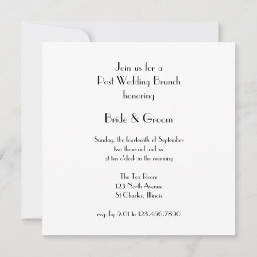 Invitation Cravate noir et perles blanches Post Mariage Brunc (Dos)