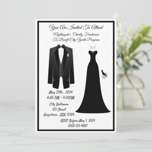 Invitation Cravate noire (Debout devant)