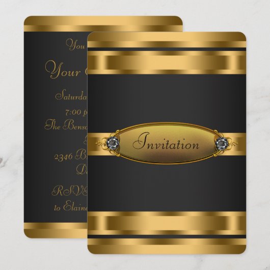 Invitation Cravate noire (Devant / Derrière)