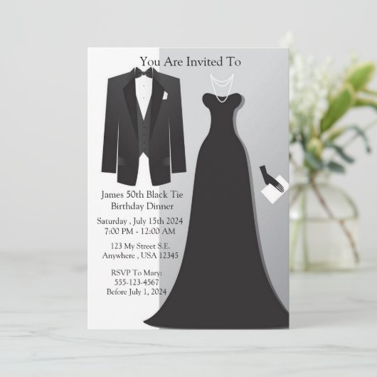 Invitation Cravate noire (Debout devant)